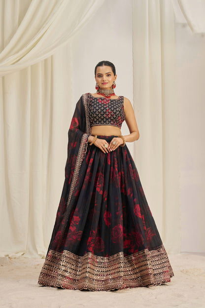 ORGANZA EMBROIDERED LEHENGA CHOLI WITH DUPATTA (WDN121)