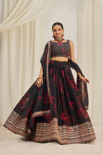 ORGANZA EMBROIDERED LEHENGA CHOLI WITH DUPATTA(WD84)