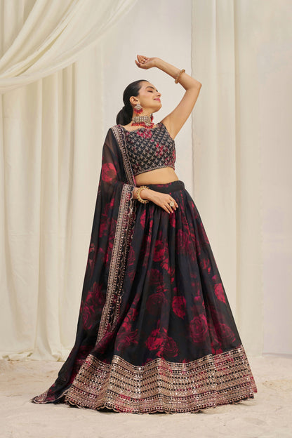 ORGANZA EMBROIDERED LEHENGA CHOLI WITH DUPATTA (WDN121)