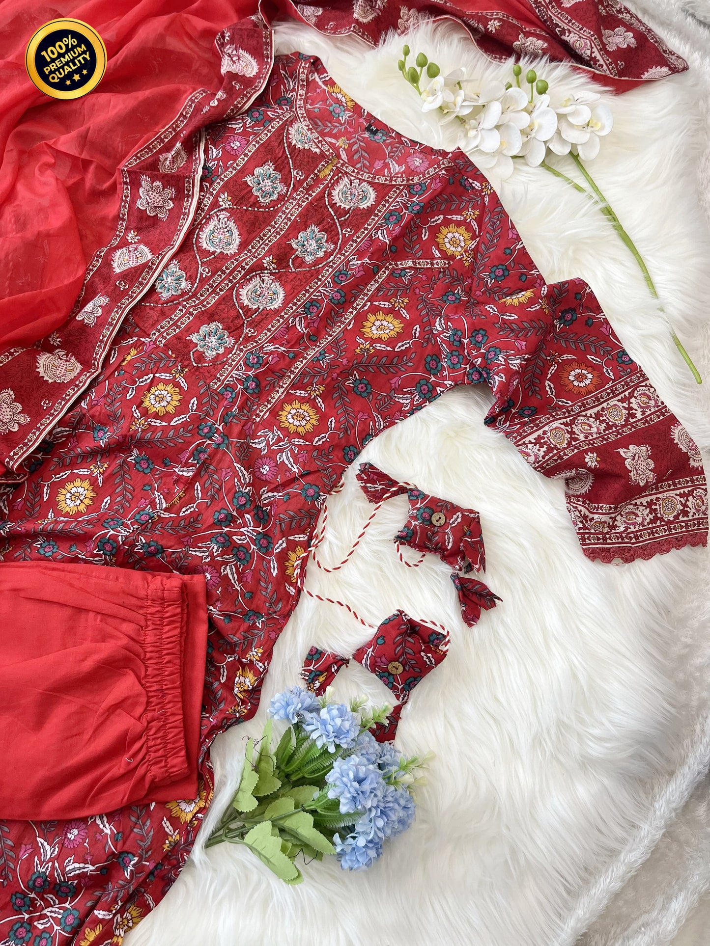 Featuring beautiful Heavy Suit Set which is beautifully decorated with intricate hand embroidery, Zari weaving and prints.(WARED259)