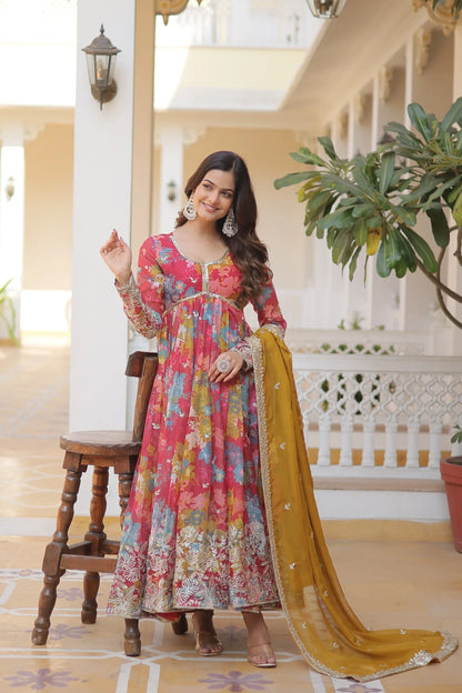 PREMIUM READYMADE ALIA CUT GOWN WITH DUPATTA SET(WARED347)