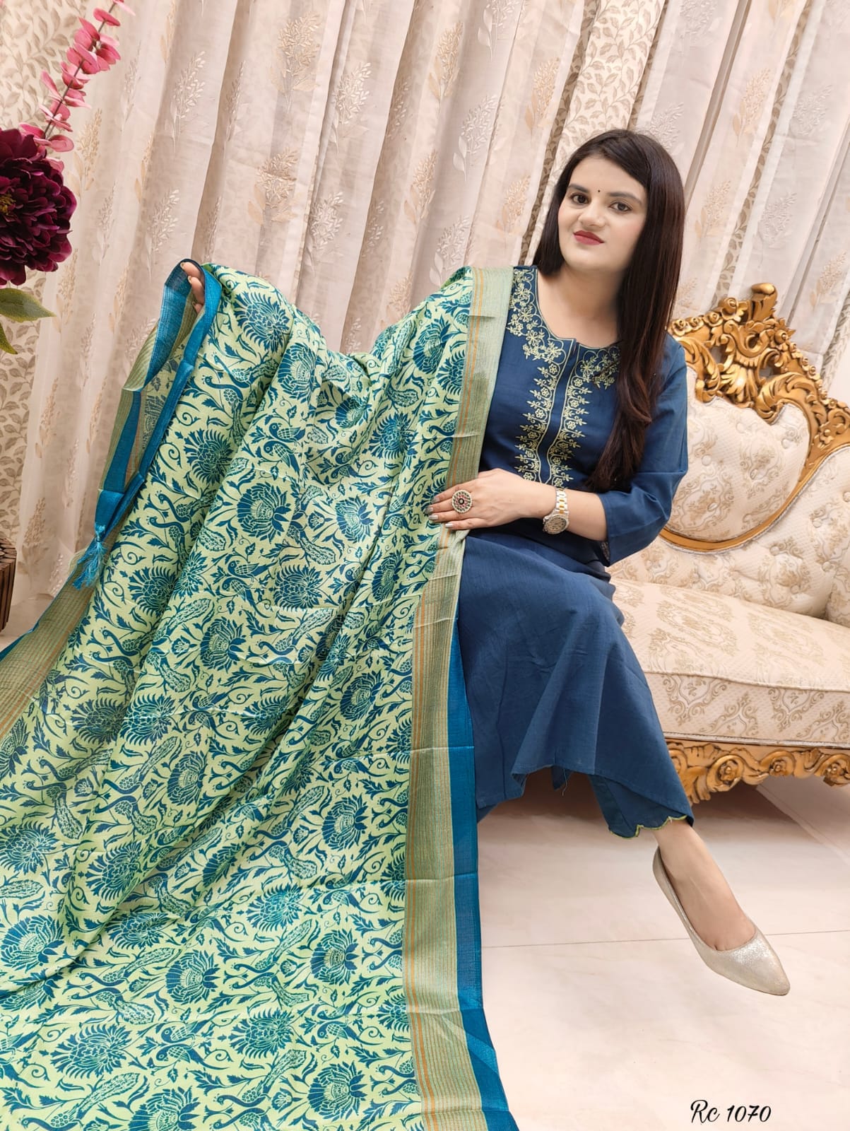 Our cotton kurta paired with standard bottom  paired with beautiful art silk duppata..(WARED312)