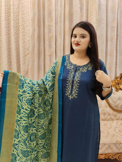 Our cotton kurta paired with standard bottom  paired with beautiful art silk duppata..(WARED312)