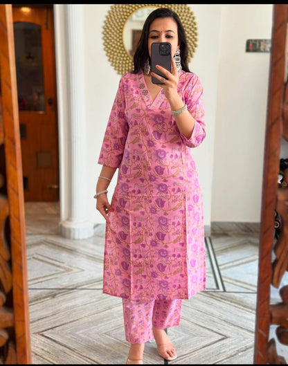 🌹🌹Pure fine Cotton fabric  Kurti with Pant with cotton 100-100 Dupatta🌹🌹(WARED284)