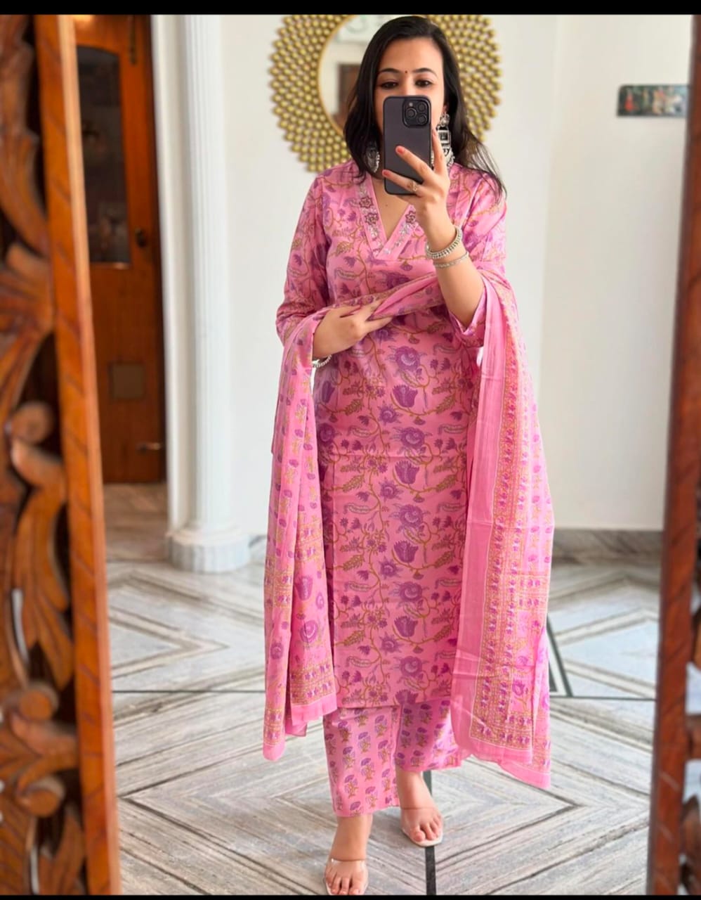🌹🌹Pure fine Cotton fabric  Kurti with Pant with cotton 100-100 Dupatta🌹🌹(WARED284)