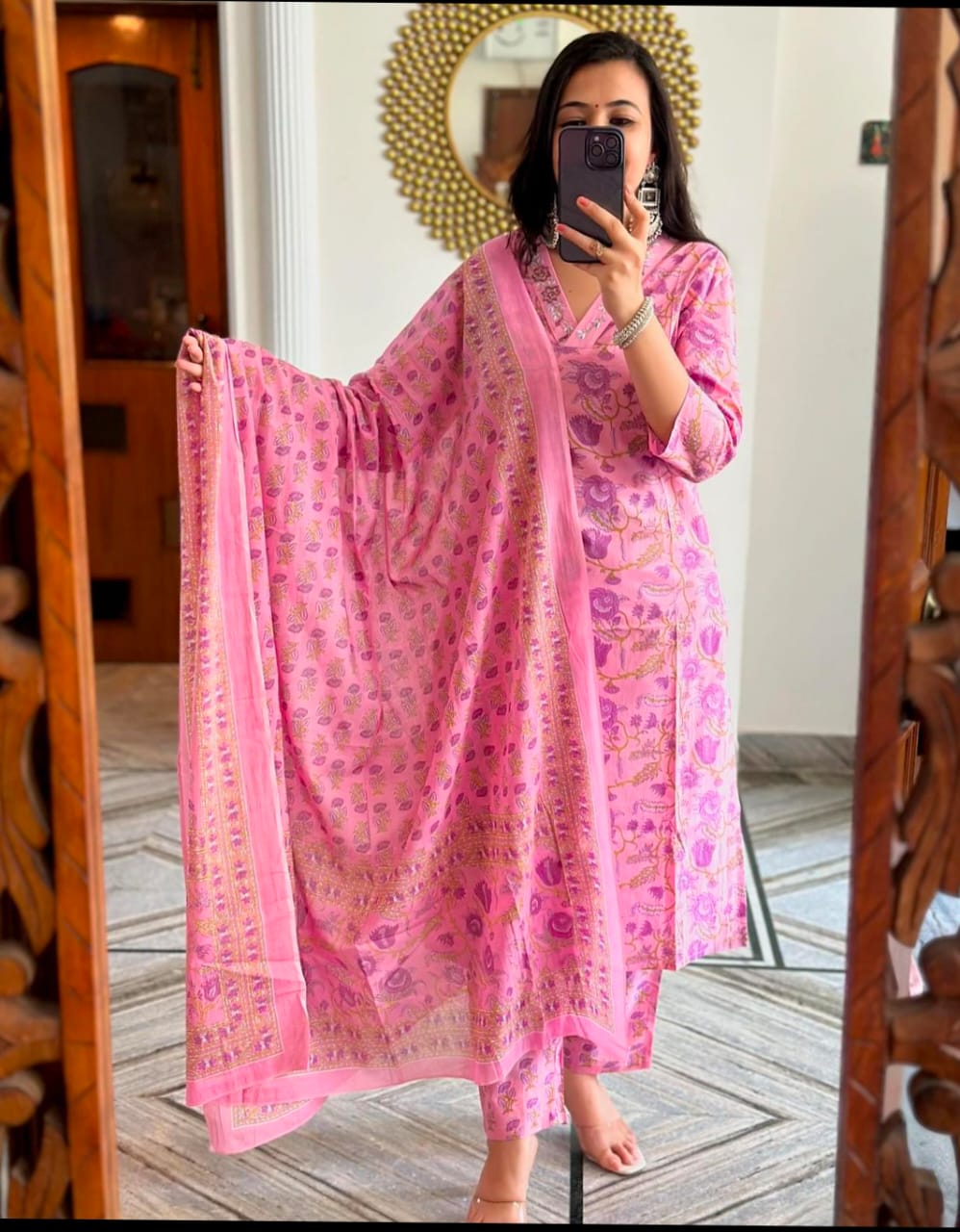 🌹🌹Pure fine Cotton fabric  Kurti with Pant with cotton 100-100 Dupatta🌹🌹(WARED284)