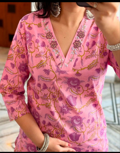 🌹🌹Pure fine Cotton fabric  Kurti with Pant with cotton 100-100 Dupatta🌹🌹(WARED284)