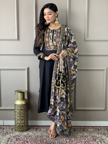 Featuring Beautiful Viscose Chanderi Suit Set Which Is Beautifully Decorated With Coding Embroidery Work. It Is Paired With Matching Dupatta And Pant(WARED276)