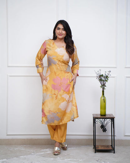 💃Enjoy New Floral Kurta Pant set with amazing lace Work ❤️(SWCD05)