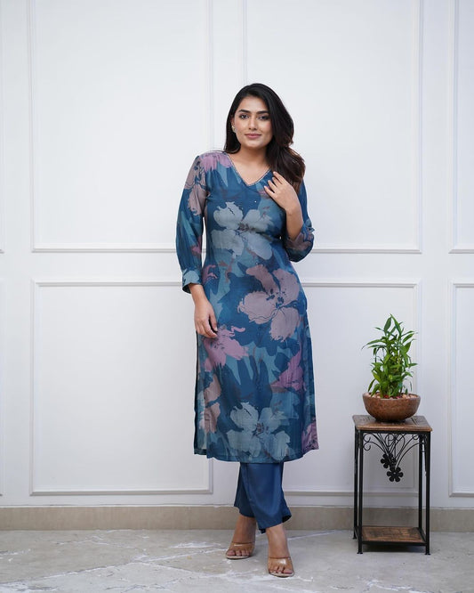 💃Enjoy New Floral Kurta Pant set with amazing lace Work (SWCD01)