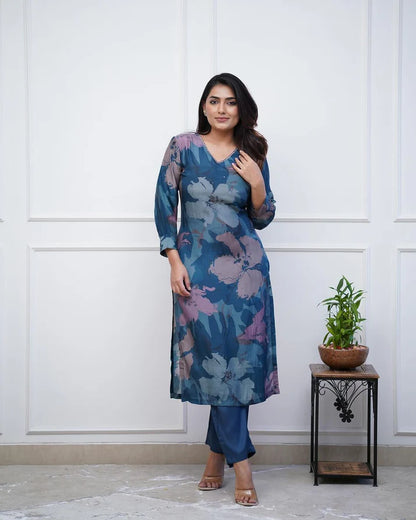 💃Enjoy New Floral Kurta Pant set with amazing lace Work ❤️(SWCD03)