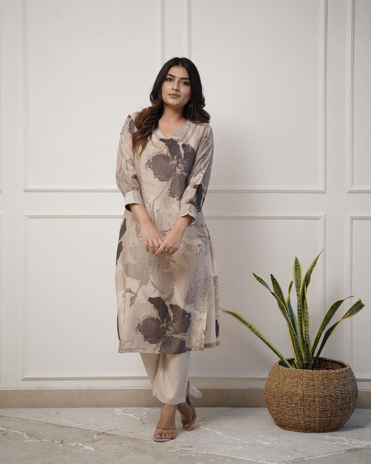 💃Enjoy New Floral Kurta Pant set with amazing lace Work ❤️(SWCD03)
