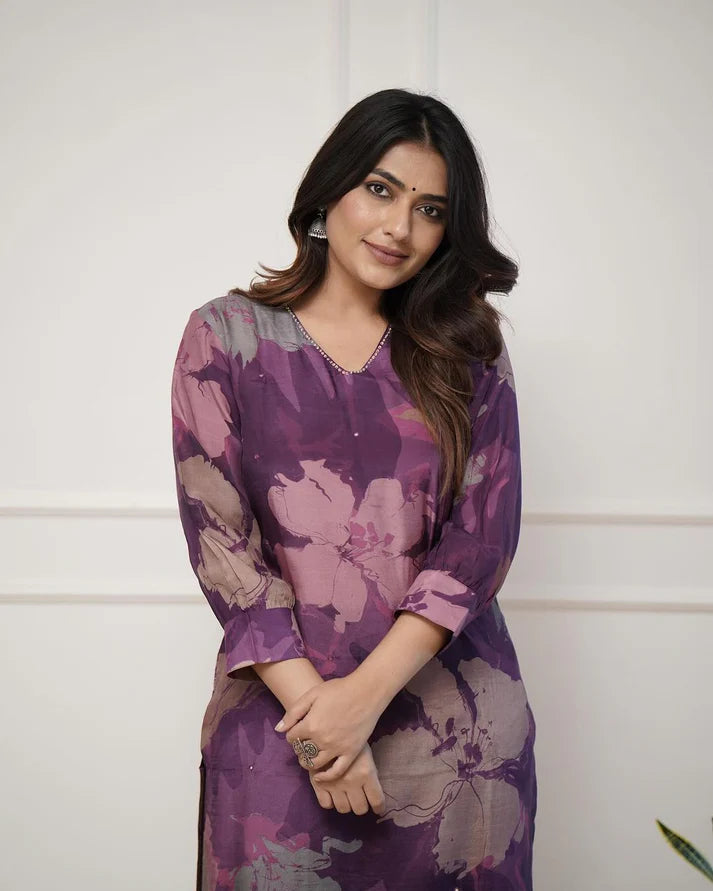 💃Enjoy New Floral Kurta Pant set with amazing lace Work ❤️(SWCD03)
