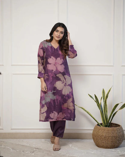 💃Enjoy New Floral Kurta Pant set with amazing lace Work ❤️(SWCD03)