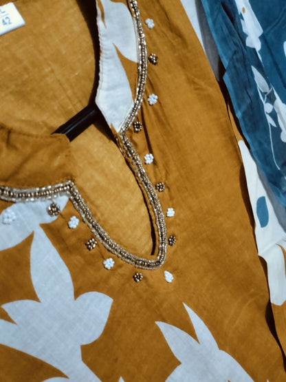 Beautiful pure cotton kurti pant dupatta set💗(WARED214)