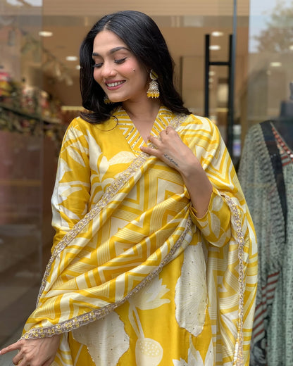 Make a change in your wardrobe by wearing our exclusive muslin digital print hand embroidery suit with muslin duppata(WARED177)