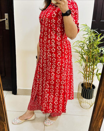 Launching designer Co-erd set in Aline pattern paried with Ankle length pant  Giving perfect outfit and deliberate choice about your look..👑👑