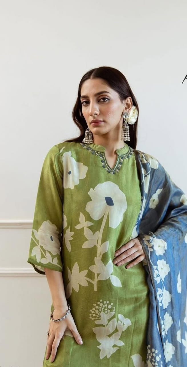 Beautiful pure cotton kurti pant dupatta set💗(WARED368)