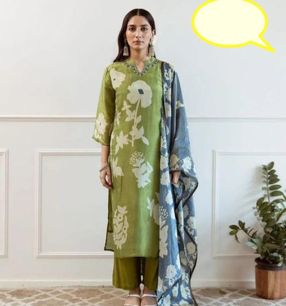 Beautiful pure cotton kurti pant dupatta set💗(WARED368)