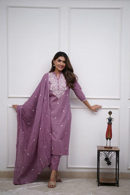 👉 *Presenting Beautifully premium embroidery kurta set for all occasions Come with premium embroidery Mul Cotton dupata  (WARED122)