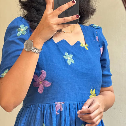 look stylish and walk in comfort with our New multi colour flower on Introducing Cotton with thread work embroidery,(SWCD48)