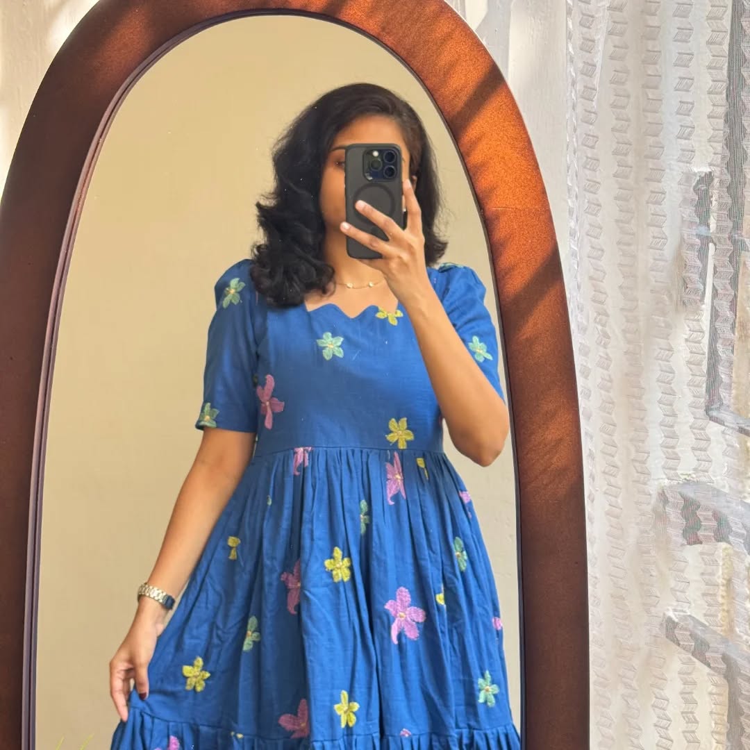 look stylish and walk in comfort with our New multi colour flower on Introducing Cotton with thread work embroidery,(SWCD48)