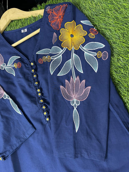 Pure Cotton 60-60 Super dyeing kurta with beautiful Heavy Embroidery Work On Yoke(WARED73)