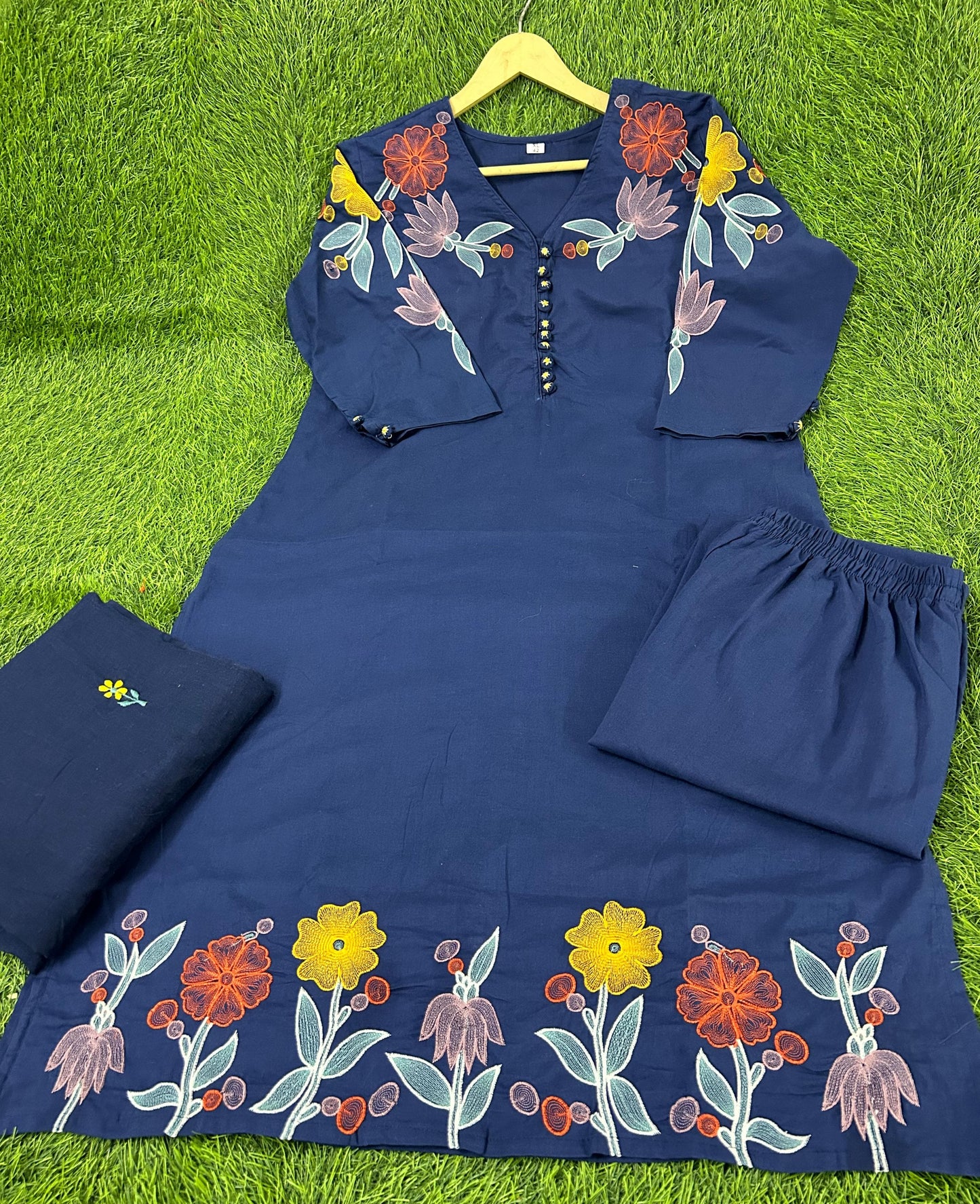 Pure Cotton 60-60 Super dyeing kurta with beautiful Heavy Embroidery Work On Yoke(WARED73)