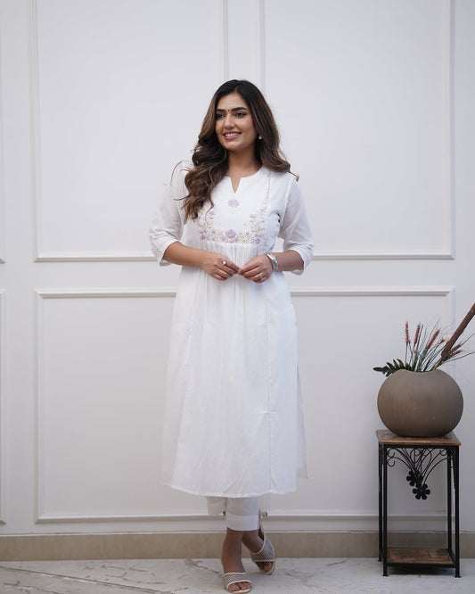Upgrade your office wear wardrobe with this classy kurti pant with sequence embroidery & work & detailing for all day comfort and trendy look🌸🌸(SWCD61)