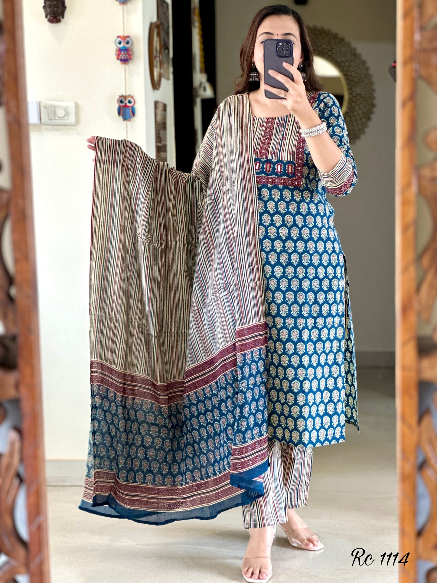 *🌹🌹Pure fine Cotton fabric  Kurti with Pant with dupatta cotton *🌹🌹(SWRED45)