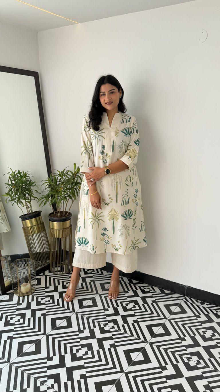 Kurta with plazo Sets-crafted from breathable flax cotton, designed for effortless elegance,(SWCD35)