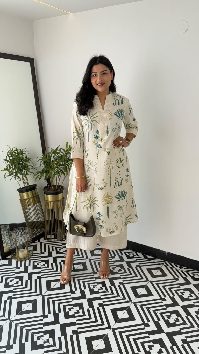 Kurta with plazo Sets-crafted from breathable flax cotton, designed for effortless elegance,(SWCD35)