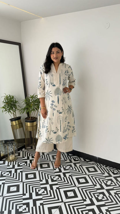 Kurta with plazo Sets-crafted from breathable flax cotton, designed for effortless elegance,(SWCD34)