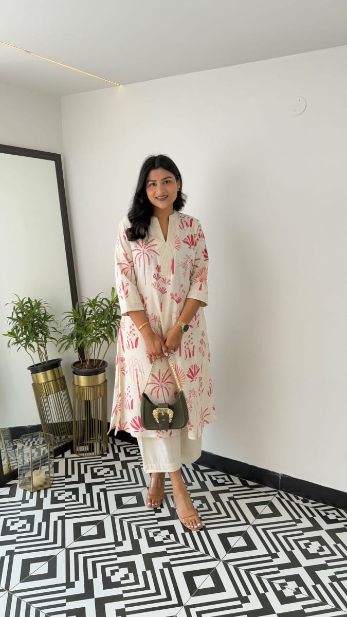 Kurta with plazo Sets-crafted from breathable flax cotton, designed for effortless elegance,(SWCD33)