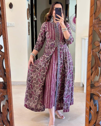 ♥️♥️ NEW FULL COTTON PRINT HAND WORK ANARKALI KURTI PANT DUPATTA 😍💖(WARED11)