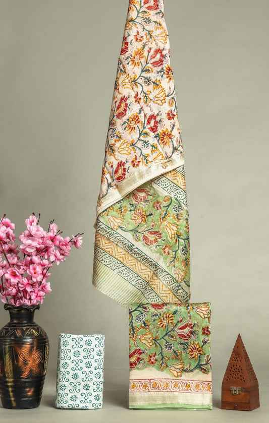 PREMIUM HAND BLOCK PRINT MAHESHWARI SILK SUIT SET