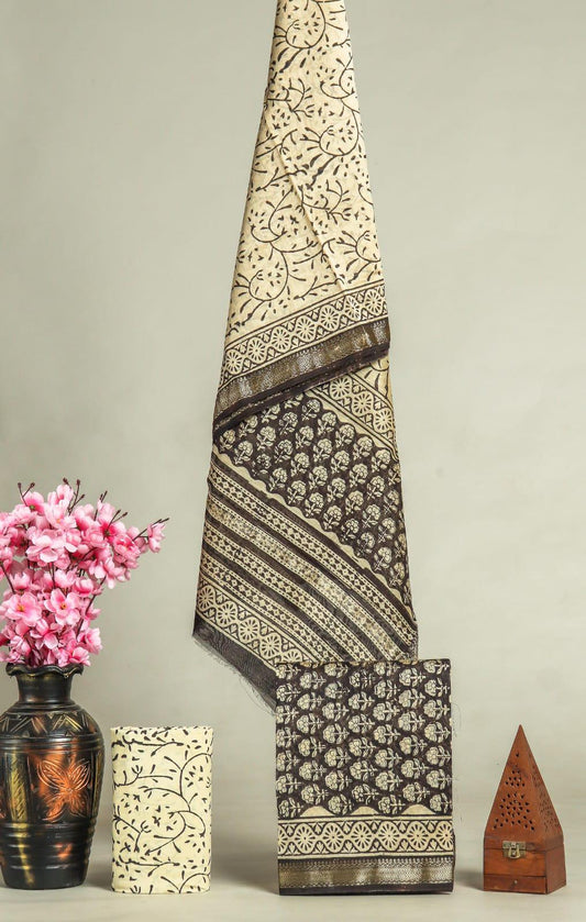 PREMIUM HAND BLOCK PRINT MAHESHWARI SILK SUIT SET