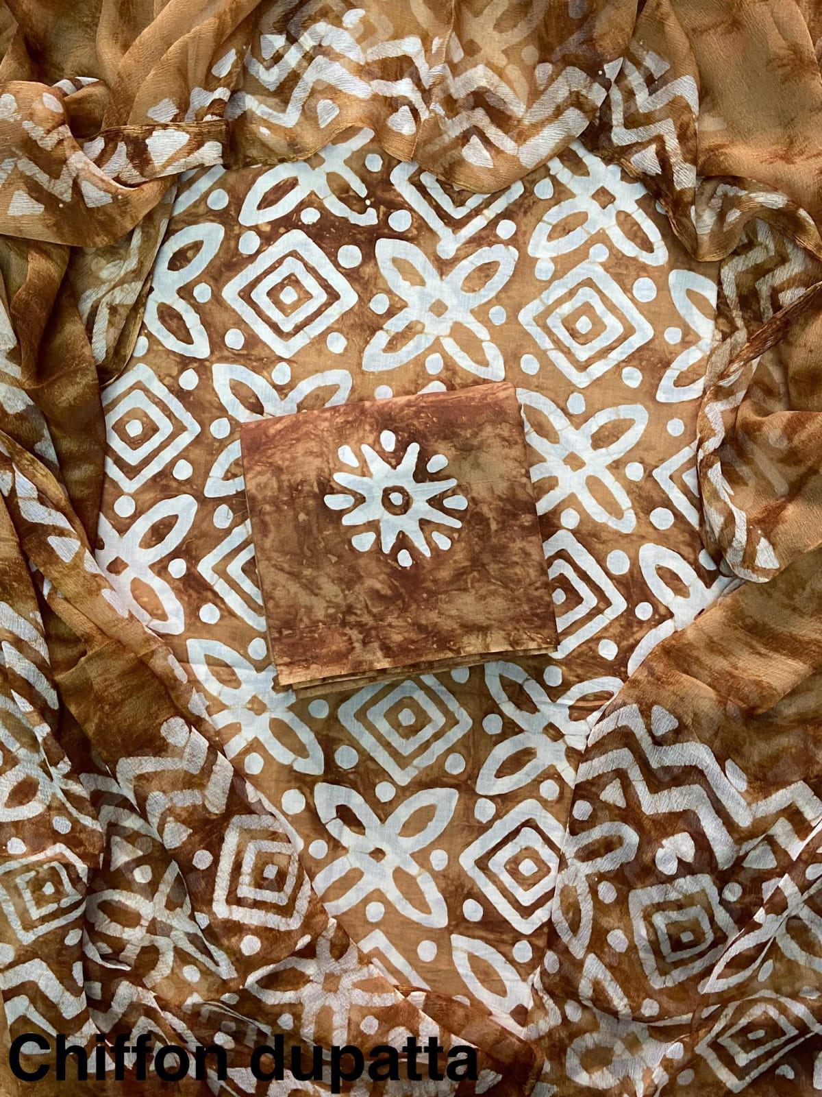 JAAL HAND BLOCK PRINT COTTON SUIT SET WITH CHIFFON DUPATTA