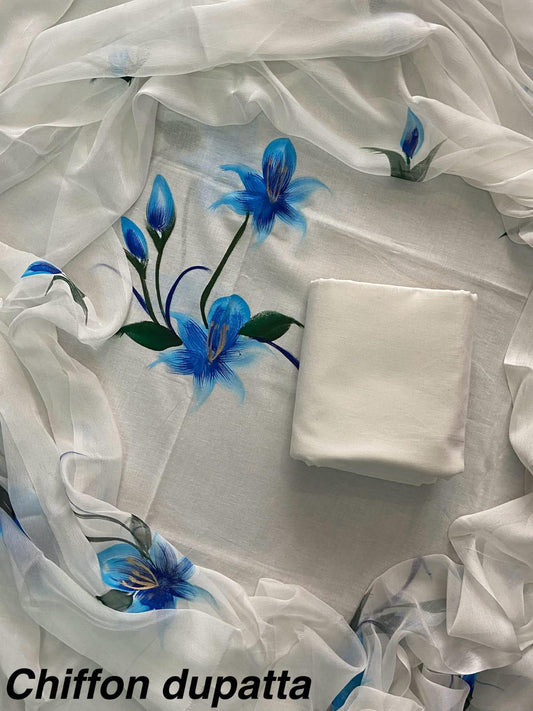 JAAL HAND BLOCK PRINT COTTON SUIT SET WITH CHIFFON DUPATTA