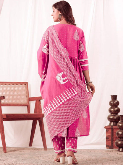 Jaipur cotton candy suits Look Nyra cut out of a dreamy movie set as you turn around and walk in this elegant flaired suit ! The perfect of traditional wear(WARED375)