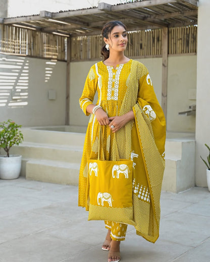 Jaipur cotton candy suits Look Nyra cut out of a dreamy movie set as you turn around and walk in this elegant flaired suit ! The perfect of traditional wear(WARED375)