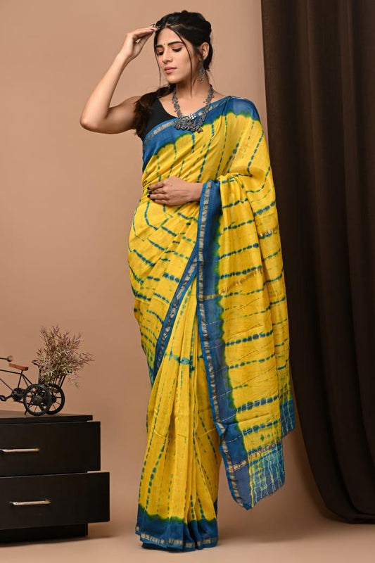 Premium Hand Block Printed Chanderi Silk Saree (SWSRCHACH07)