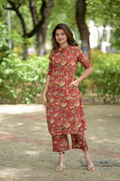 Launching designer Co-erd set in Aline pattern paried with Ankle length pant; Giving perfect outfit and deliberate choice about your look..👑👑