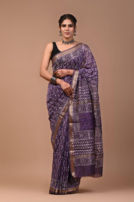 Flora Printed Maheshwari Silk Saree (SWSRMAH09)
