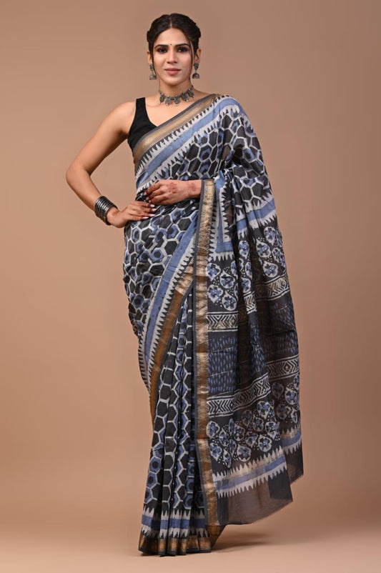 Flora Printed Maheshwari Silk Saree (SWSRMAH10)