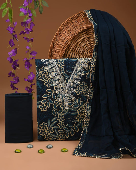 Designer zari gotapatti work Cotton Suit with chiffon dupatta(WAGP60)