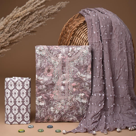 Designer zari gotapatti work Cotton Suit with chiffon dupatta(WAGP59)