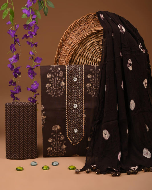 Designer zari gotapatti work Cotton Suit with chiffon dupatta(WAGP57)