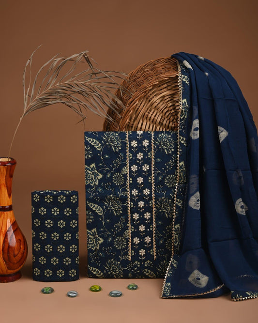 Designer zari gotapatti work Cotton Suit with chiffon dupatta(WAGP50)