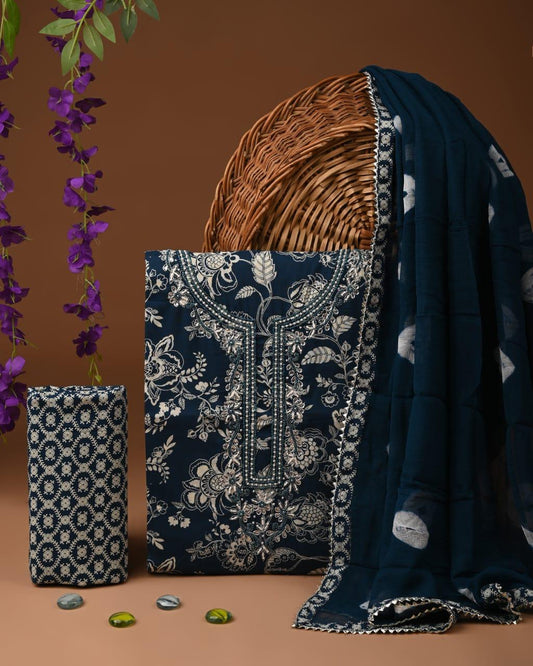 Designer zari gotapatti work Cotton Suit with chiffon dupatta(WAGP49)